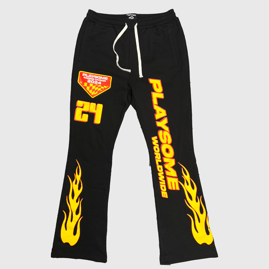 PLAYSOME RACING FLARE SWEATPANTS BLACK